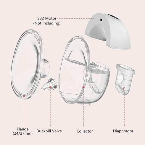 24mm S32 Set 24mm S32 Full Breast Pump with Flange for NCVI NICEGREEN Nuliie Zooawa Sunnaltree Wearable Breast Pump