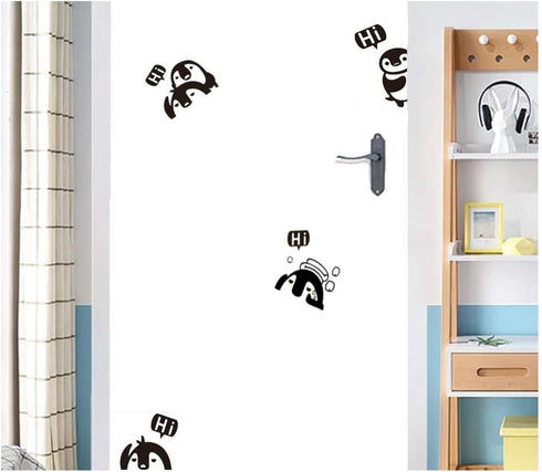Removable Switch Stickers - 4 Cute Penguins Cartoon Wall Decals, Family DIY Decor Art Stickers for Kids Bedroom