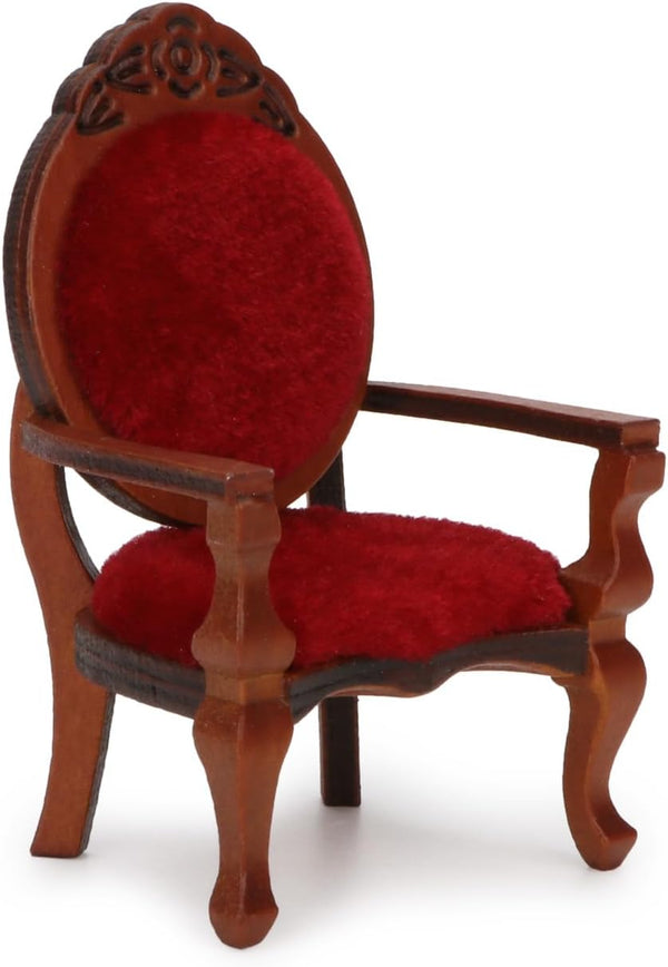 Dollhouse Couch Miniature Chair, 1:12 Wood Retro Vintage Upholstered Victorian Armchair