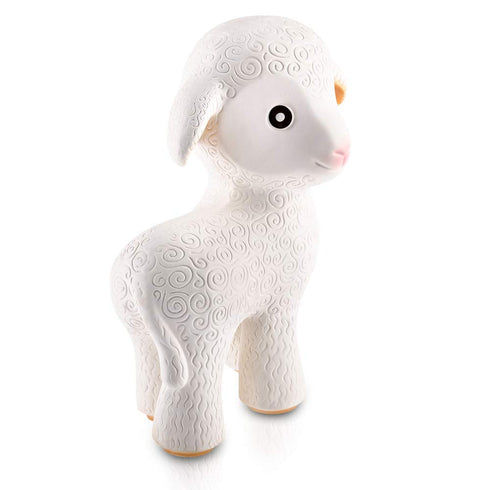 0-6, CaaOcho Pure Natural Rubber Teething Baby Toy - Mia the Lamb Teether for Babies, BPA Free Baby Toy, All Natural