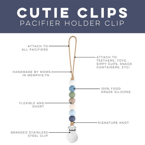 Ryan & Rose Pacifier Clip Georgia - Silicone Pacifier Clip Baby boy Baby Girl Binky paci Clip Baby Pacifier Holder