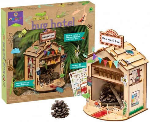 PlayMonster Craft-Tastic Make A Bug Hotel, DIY Nature Craft Kit for Ages 4+ with Stickers
