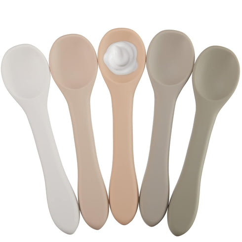 5 Pieces Silicone Baby Spoons, Kids Utensils for Self Feeding, Heat Resistant Food Spoon for Over 6 Months