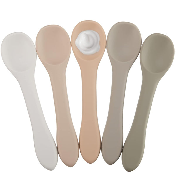 5 Pieces Silicone Baby Spoons, Kids Utensils for Self Feeding, Heat Resistant Food Spoon for Over 6 Months