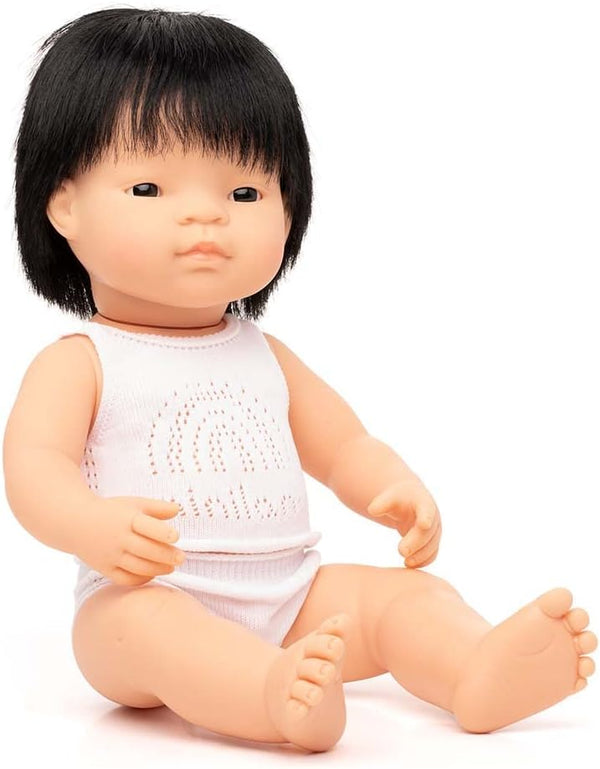 Miniland Doll 15'' Asian Boy (Box) - Anatomically Correct, Quality, Made in Spain