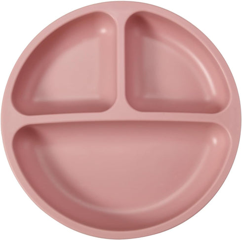 PandaEar 3 Pack Toddler Plates, Silicone Divided Suction Plates, BPA-Free 100% Food-Grade Silicone (Pink/Linen/Light