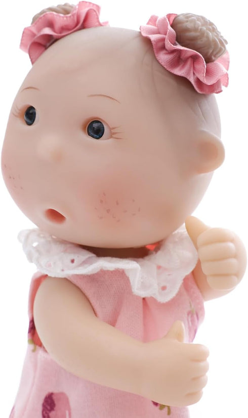 7 Inch 5 3+ Potato Baby Doll, Mini Baby Doll with Movable Joints, Thumb-Sucking Pose, Full Body Vinyl Doll for Play