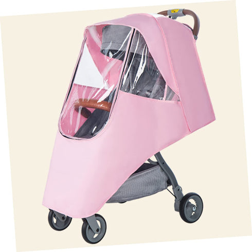 Spittle-proof Pink Baby Stroller Rain Cover, Windproof Umbrella Car Cover