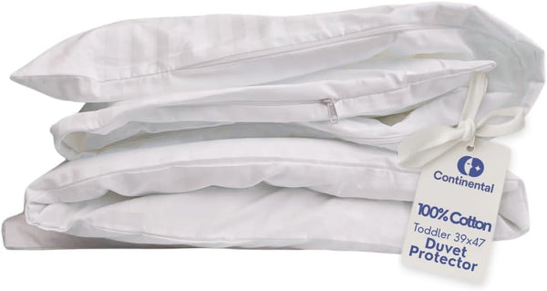 Continental Bedding Toddler Duvet Protector 100% Cotton 300TC Damask Stripe with Zipper
