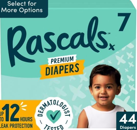 Generic Rascals Premium Diapers, Size 7, 44 Count