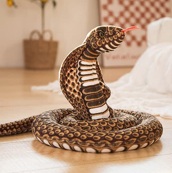 67Inch Cobra Plush Stuffed Animal Snake, Realistic King Cobra Plush Toy for Halloween Costume and Party Pranks