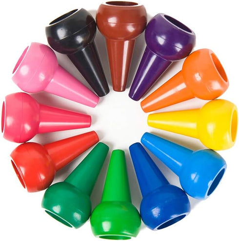 LECAMEBOR Finger Crayons for Toddlers, Non-Toxic Crayon for Kids Washable Palm-Grip Crayons 12