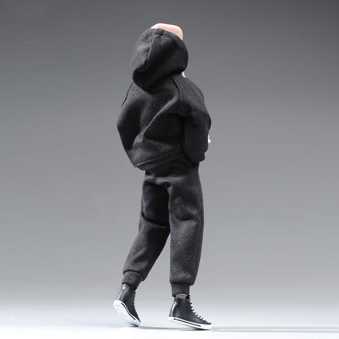 1/12 Scale Male Clothes - Men's Black Hoodie Pants Trousers for 6 Inch Action Figure Body Doll