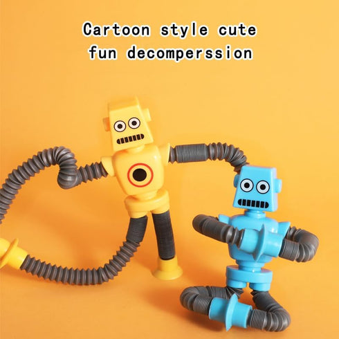 WUCLUD 12PCS Telescopic Suction Cup Robot Toy,pop Tubes,Toys for Kids,Toddler Travel Toys,Toddler Sensory Toys,figette