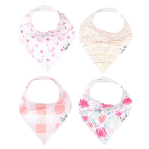 Copper Pearl 4 Pack Soft Cotton Baby Bibs, Absorbent Drool Bibs for Baby Girl and Boy, Adjustable Fit
