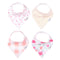 Copper Pearl 4 Pack Soft Cotton Baby Bibs, Absorbent Drool Bibs for Baby Girl and Boy, Adjustable Fit