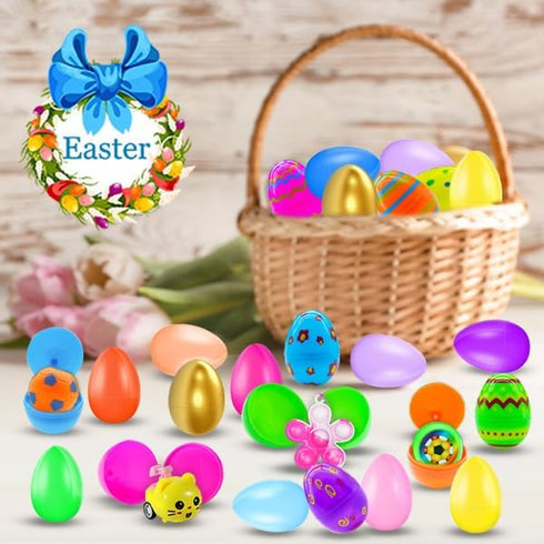 500Pcs 20 RALLYPANDA Empty Plastic Easter Eggs Bulk, Include Golden Eggs, Fillable Easter Eggs for Easter Hunt, Basket