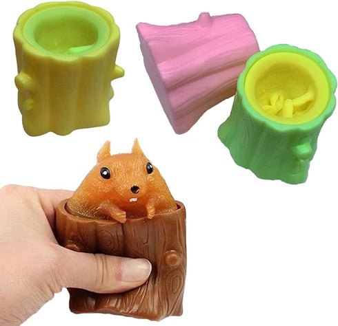 Squirrel Squeeze Toys, Evil Squirrel Decompression Rubber Fidget Toy, 4Pcs Stress Relief Gift for Kids and Adults