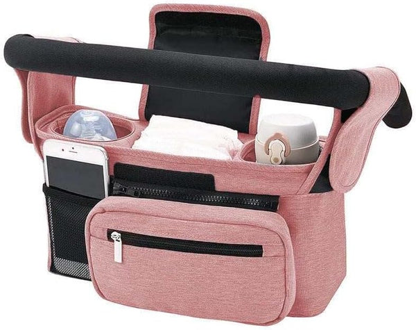 Universal Stroller Organizer with Insulated Cup Holder, Detachable Phone Bag, Shoulder Strap