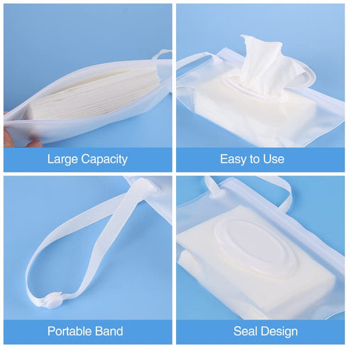 Susimond 6pcs Portable Wet Wipe Dispenser, Refillable Eco-Friendly Holder for Baby Wipes, Travel Container for Strollers