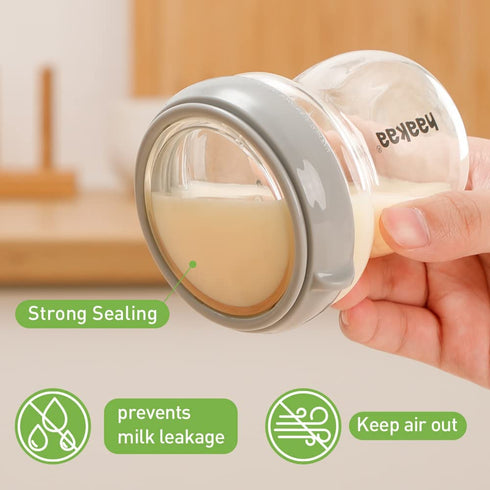 Gen.3 4.2oz/120ml, 1 haakaa Breastmilk Storage Container Glass Baby Food Jar- Baby Food Storage Containers Leakproof