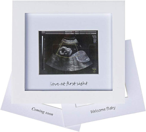 IHEIPYE Baby Sonogram Photo Frame - Ultrasound Picture Frame for Expecting Parents, Baby Showers, Nursery Decor (Silver