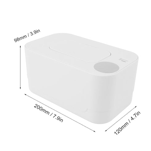 High Capacity Portable Baby Wipe Warmer - White with Water Locking Feature
