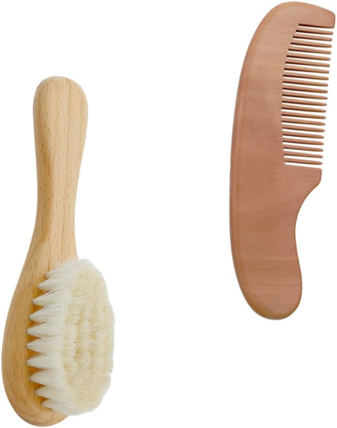 Baby Hair Wash Brush Set Soft Wool Sink Bath Bathing Tool Wooden