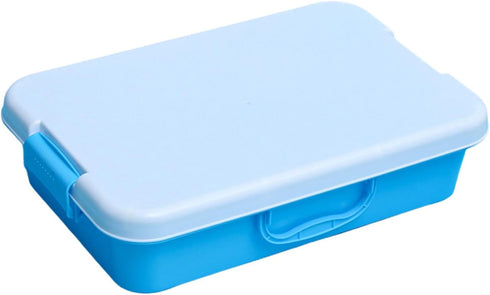 Xinsheinelry Set Box,Stackable Sand Tray with Lid Stickers Portable Sensory Bin for Kids Art Storage Blue Green