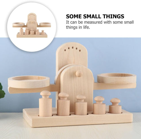 iplusmile Wooden Scale Montessori Math Materials Weighing Scale Set for Preschool Educational Learning