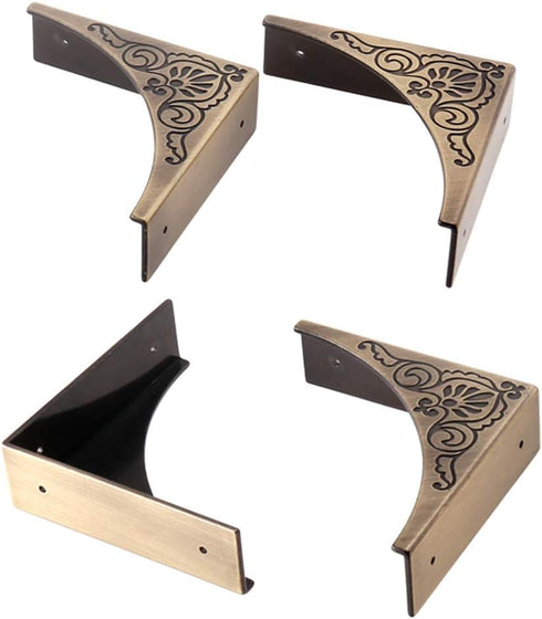 Metal Corner Protector, 4 Pcs Antique Edge Safety Guard for Cabinet Furniture, Bronze Table Corner Protectors