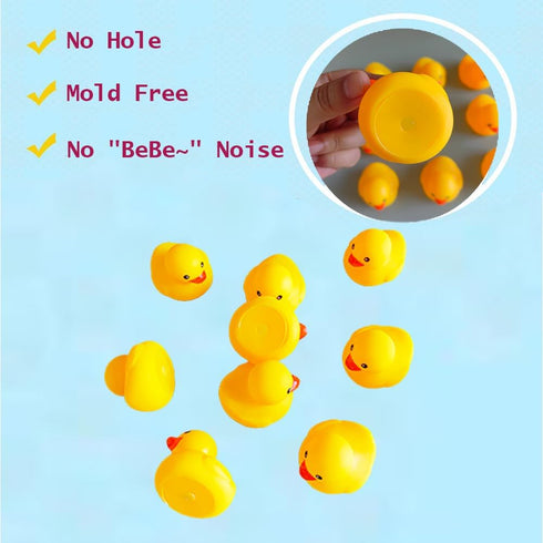 Yhobulis 10Pcs Summer Mold Free Yellow Rubber Ducks Waterproof Bath Duck Toys for Toddlers Boys Girls, No Hole Yellow