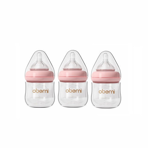 Oberni Glass Baby Bottles,Anti Colic Breastfeeding Bottle with Natural Response Nipple Size