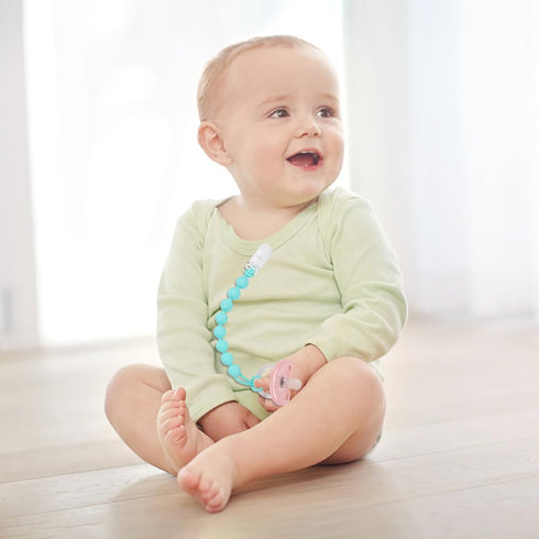 4-Pack Green Silicone Teething Pacifier Clips - BPA Free