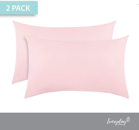 Toddler Travel Pillowcases 2-Pack, Solid Pink, 100% Soft Microfiber, Hypoallergenic, Fits 14x19, 13x18 or 12x16 Pillows