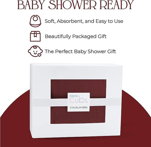 Set Mauve Washcloths and Muslin Bibs for Baby Care