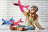 BooTaa 2 Pack Airplane Toys, 17.5" Large Throwing Foam Plane, 2 Flight Mode Glider for Kids, Outdoor Sport Toys