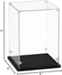 8x8x12 inch 3mm Acrylic Display Case - Thick Acrylic Display Box with Black Wooden Base, Assemble Dustproof Showcase