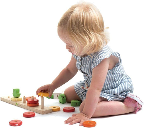 Counting Counting, 18 Tender Leaf Toys - Carrots - Wooden Ring Stacker - Educational Toy for Early Learning, Color