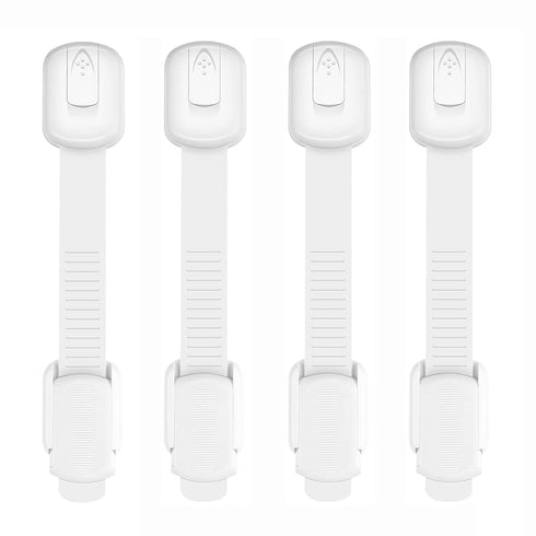 4 Pack Child Safety Strap Locks for Cabinet, Fridge, Ovens, Toilet, Drawer, Trash Can with Strong Adhesive