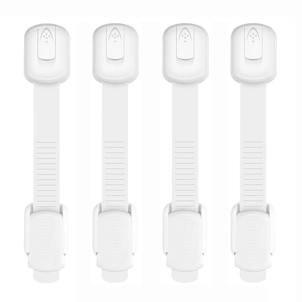 4 Pack Child Safety Strap Locks for Cabinet, Fridge, Ovens, Toilet, Drawer, Trash Can with Strong Adhesive