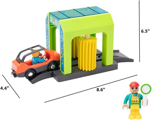 Wooden Train Accessories Car Washer - Compatible with All Major Brands of Train Set System for Kids 3+