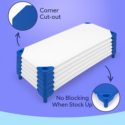 22"x52" Pack 6 Fitted Cot Sheet for Daycare Toddlers of Soft & Breathable Microfiber Cot Sheets with Reinforced Elastic
