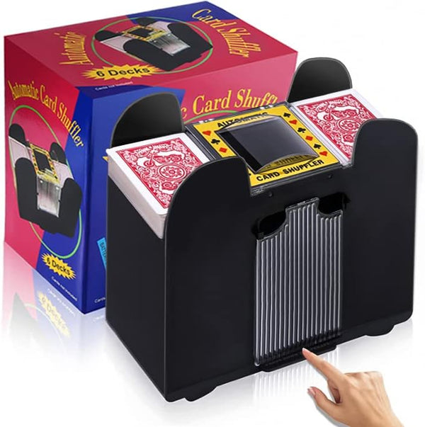 Automatic Card Shuffler - Electric Battery-Operated for 1/2/4/6 Decks, Casino Card Game for Home Parties