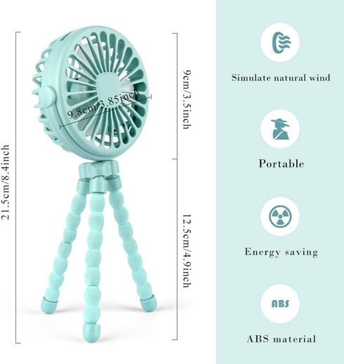 Suteng Clip-On Stroller Fan, Battery Operated Mini Portable Handheld Fan for Car Seat Crib, USB Rechargeable with 3