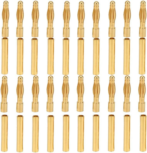 20 Pairs 2MM Gold-Plated Banana Plug Bullet Male Female Connector Adapter for RC Lipo Battery ESC Motors