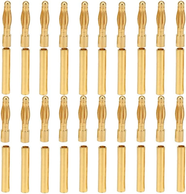 20 Pairs 2MM Gold-Plated Banana Plug Bullet Male Female Connector Adapter for RC Lipo Battery ESC Motors