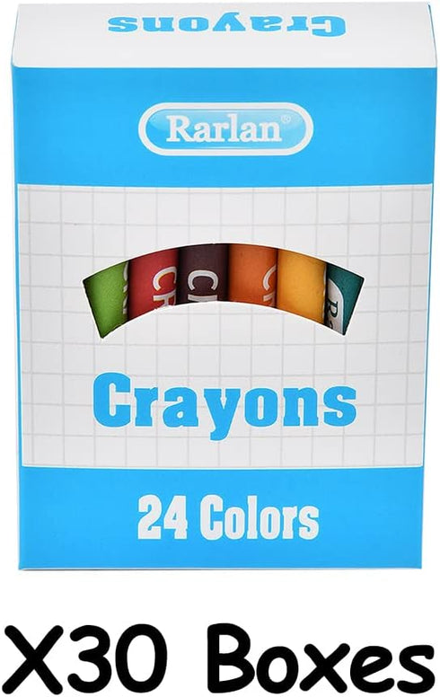 Rarlan 30 Packs 24 720 Count Crayons Bulk, Crayon with Assorted Colors, Crayons