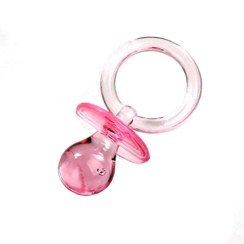 Natural and Co. 12 Extra Large Plastic Baby Shower Pacifiers 2.5" Long - Pink