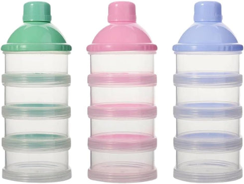 CurcKua 4 Layers Milk Powder Box Baby Formula Dispenser Detachable Baby Snack Box Container Blue